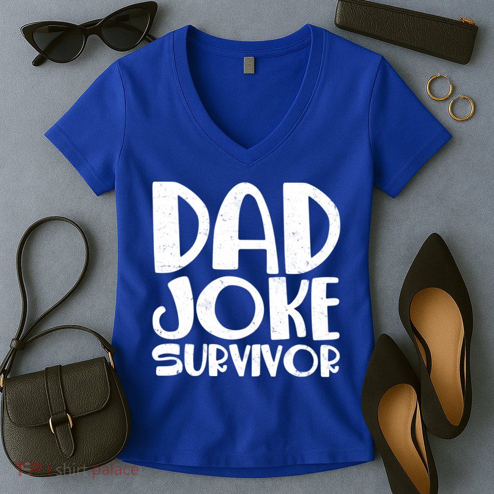 Dad Joke Survivor Women's V-Neck T-Shirt