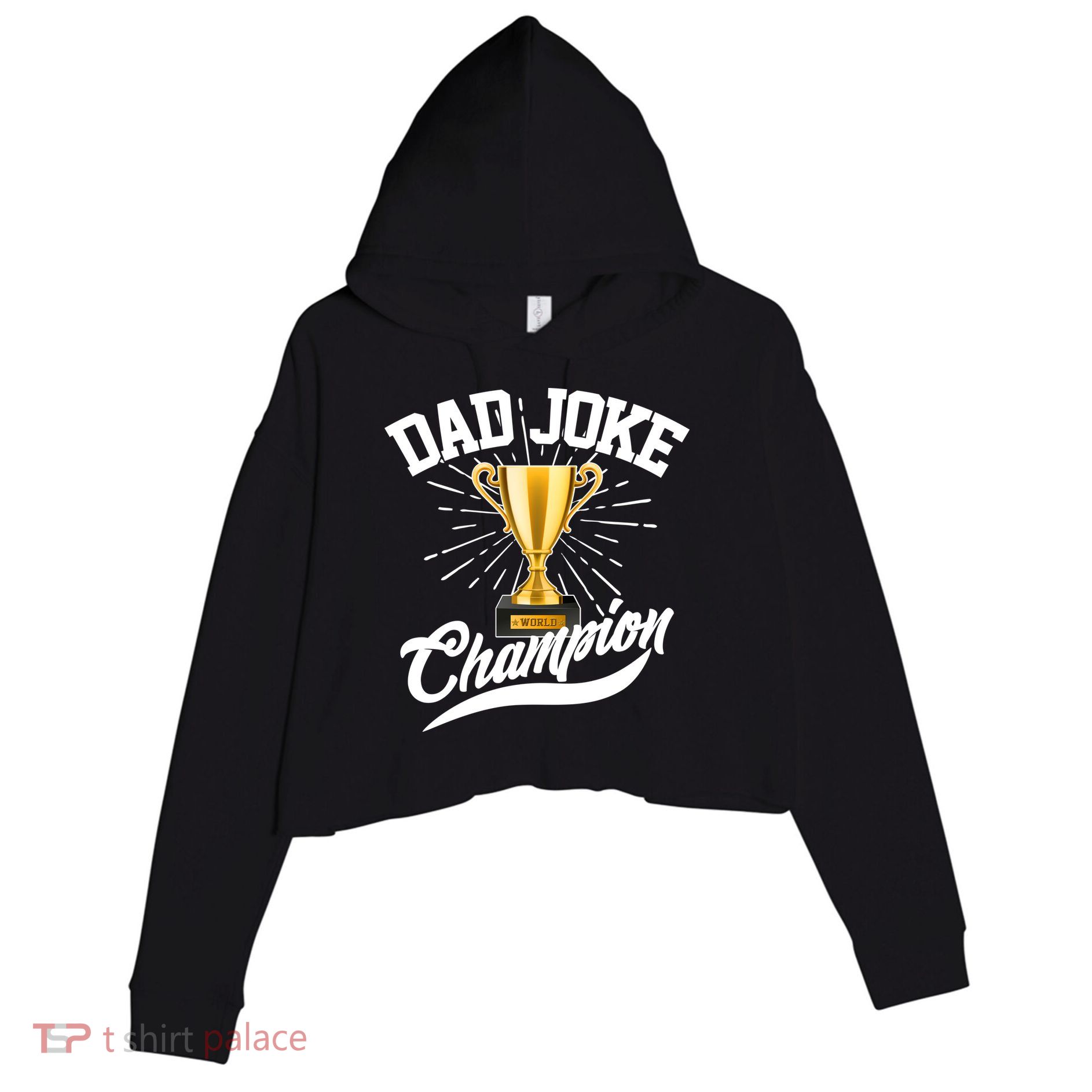 Dad Joke World Champion Crop Fleece Hoodie