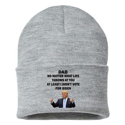 Dad Least I Didn't Vote Biden Funny Pro Republican Sustainable Knit Beanie