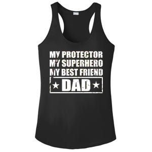 Dad My Protector My Superhero My Best Friend Ladies PosiCharge Competitor Racerback Tank