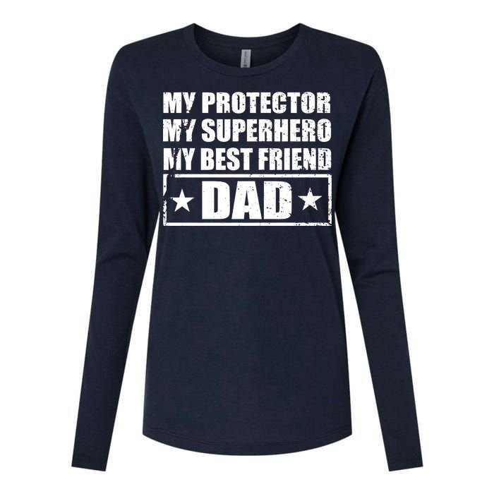 Dad My Protector My Superhero My Best Friend Womens Cotton Relaxed Long Sleeve T-Shirt