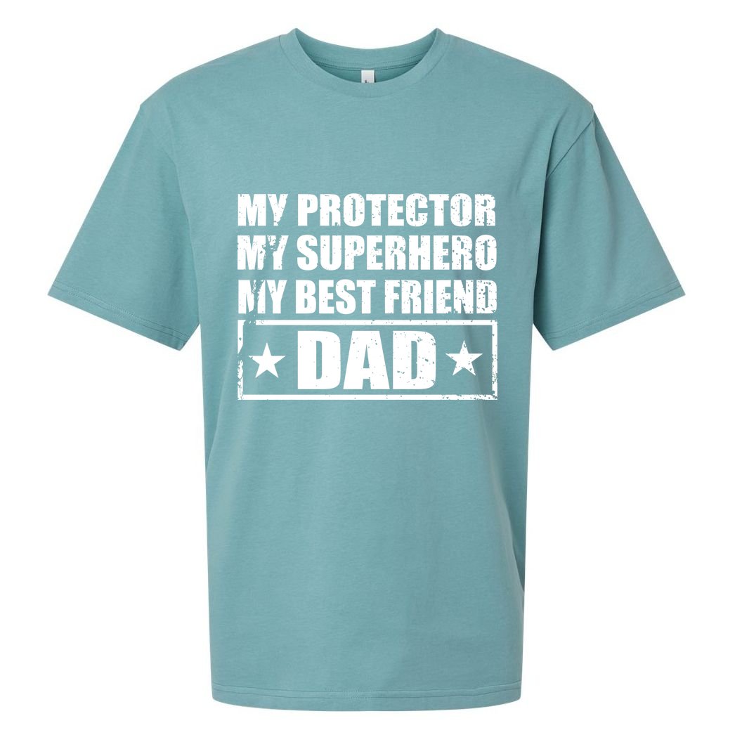Dad My Protector My Superhero My Best Friend Sueded Cloud Jersey T-Shirt
