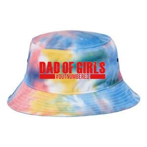 Dad of Girls Out Numbered Red Imprint Tie Dye Newport Bucket Hat