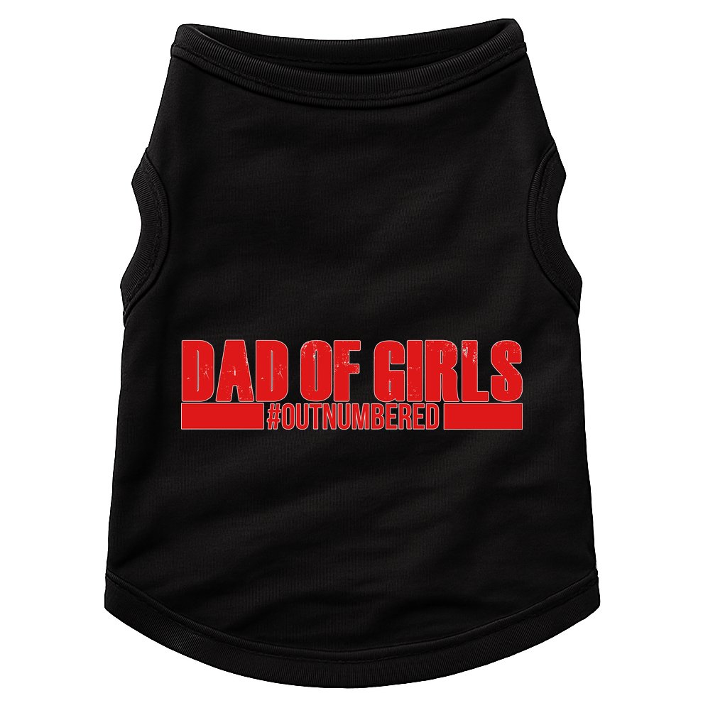 Dad of Girls Out Numbered Red Imprint Doggie Tank