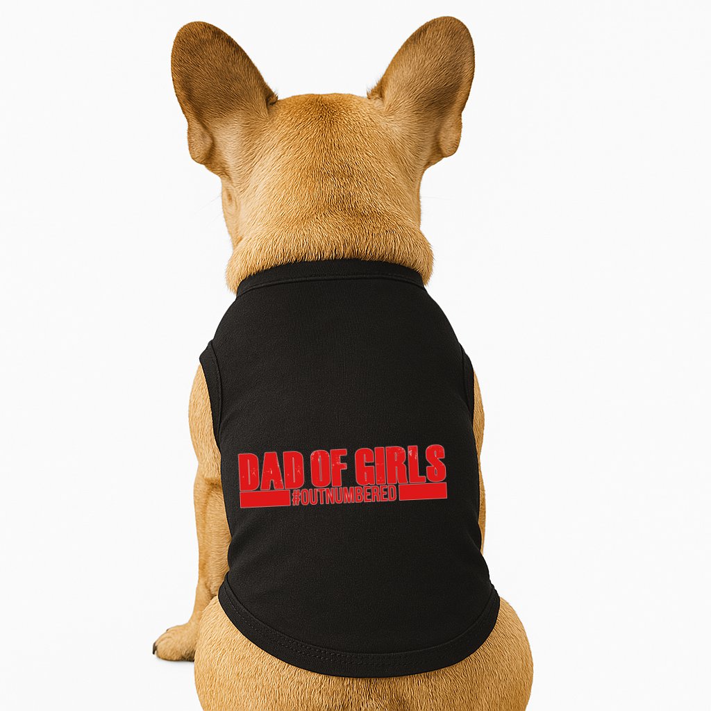 Dad of Girls Out Numbered Red Imprint Doggie Tank