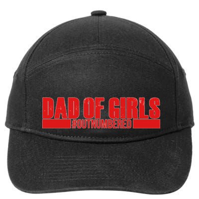Dad of Girls Out Numbered Red Imprint 7-Panel Snapback Hat