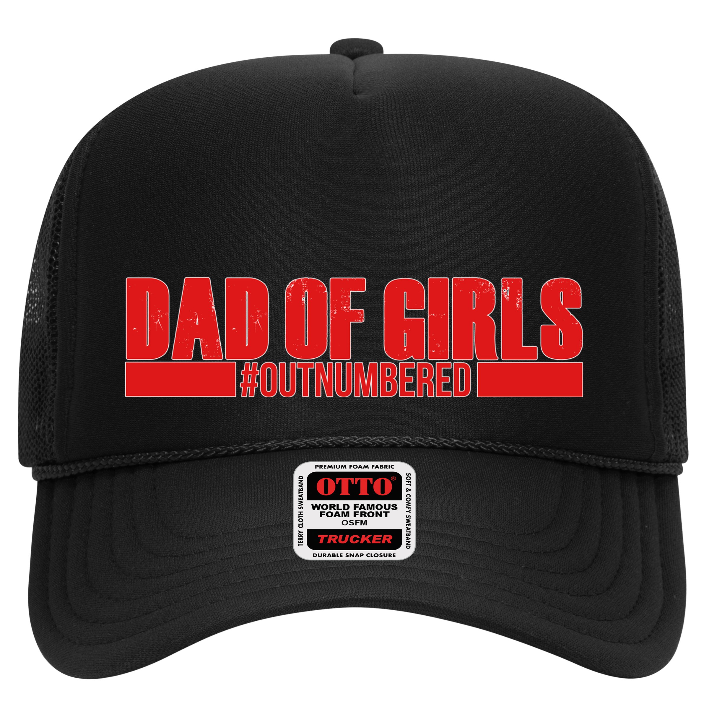 Dad of Girls Out Numbered Red Imprint Hat