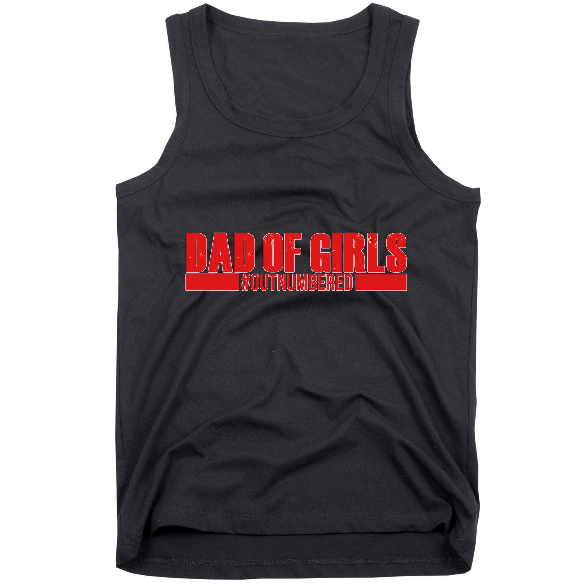 Dad of Girls Out Numbered Red Imprint Tank Top