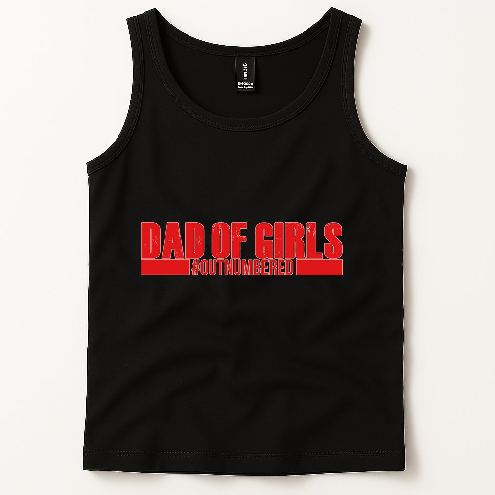 Dad of Girls Out Numbered Red Imprint Tank Top