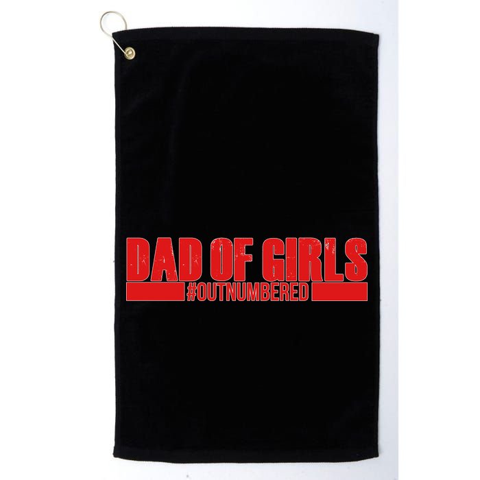 Dad of Girls Out Numbered Red Imprint Golf Towel