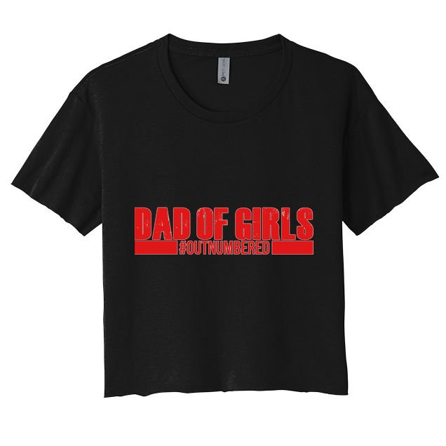 Dad of Girls Out Numbered Red Imprint Crop Top