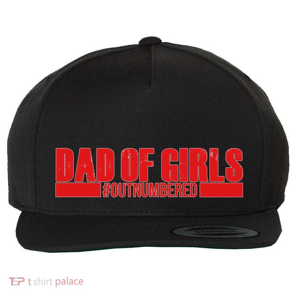 Dad of Girls Out Numbered Red Imprint Wool Snapback Cap