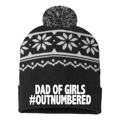 Dad Of Girls Outnumbered USA-Made Snowflake Beanie