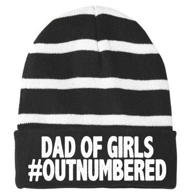 Dad Of Girls Outnumbered Striped Beanie with Solid Band