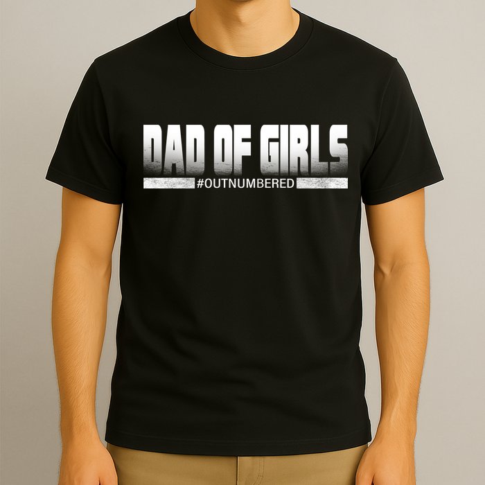 Dad Of Girls Outnumbered Funny Fathers Day T-Shirt