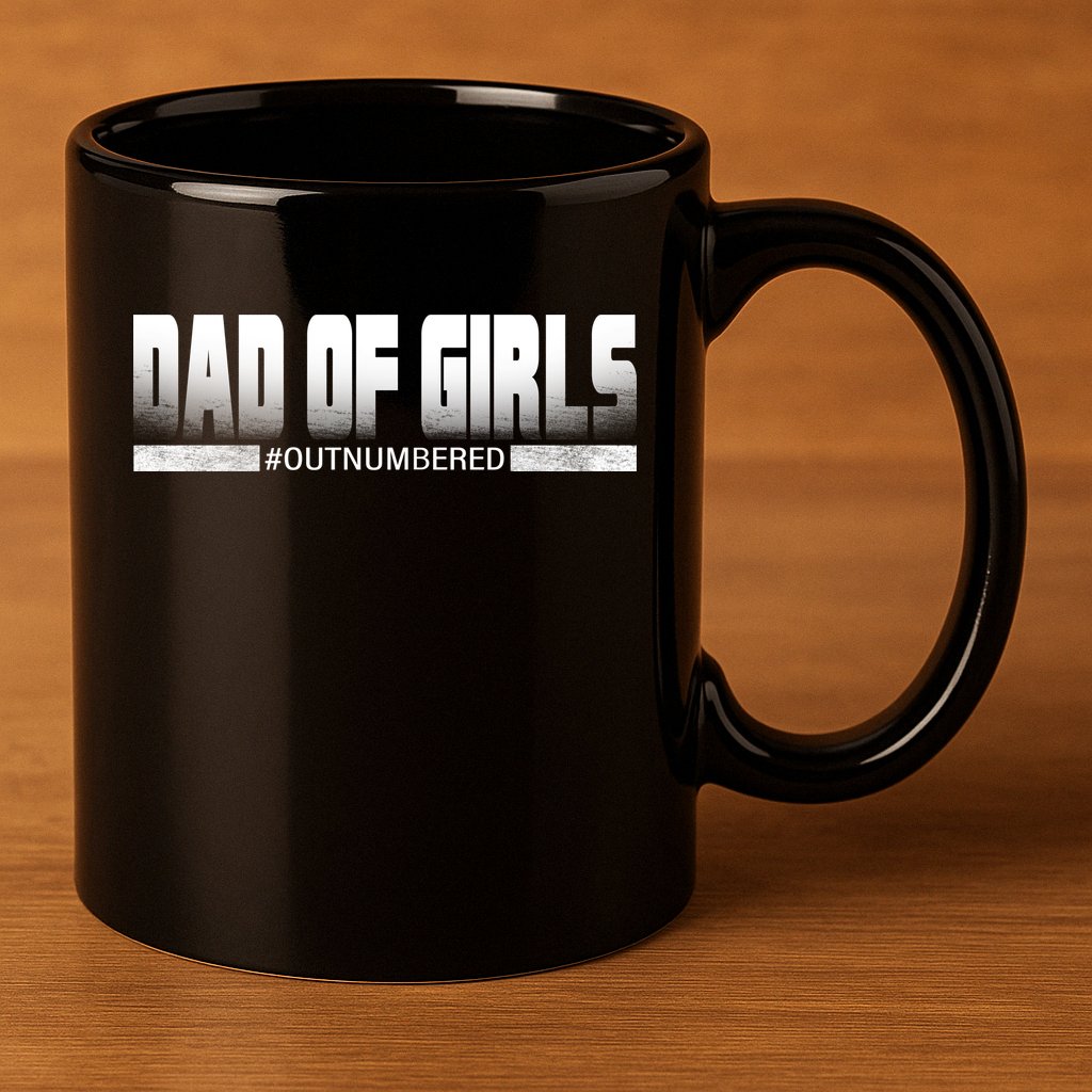 Dad Of Girls Outnumbered Funny Fathers Day 11oz C Handle Ceramic Mug