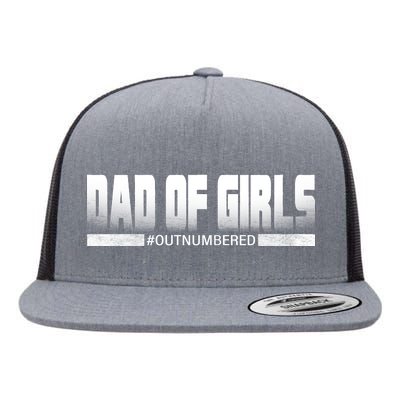 Dad Of Girls Outnumbered Funny Fathers Day Flat Bill Trucker Hat