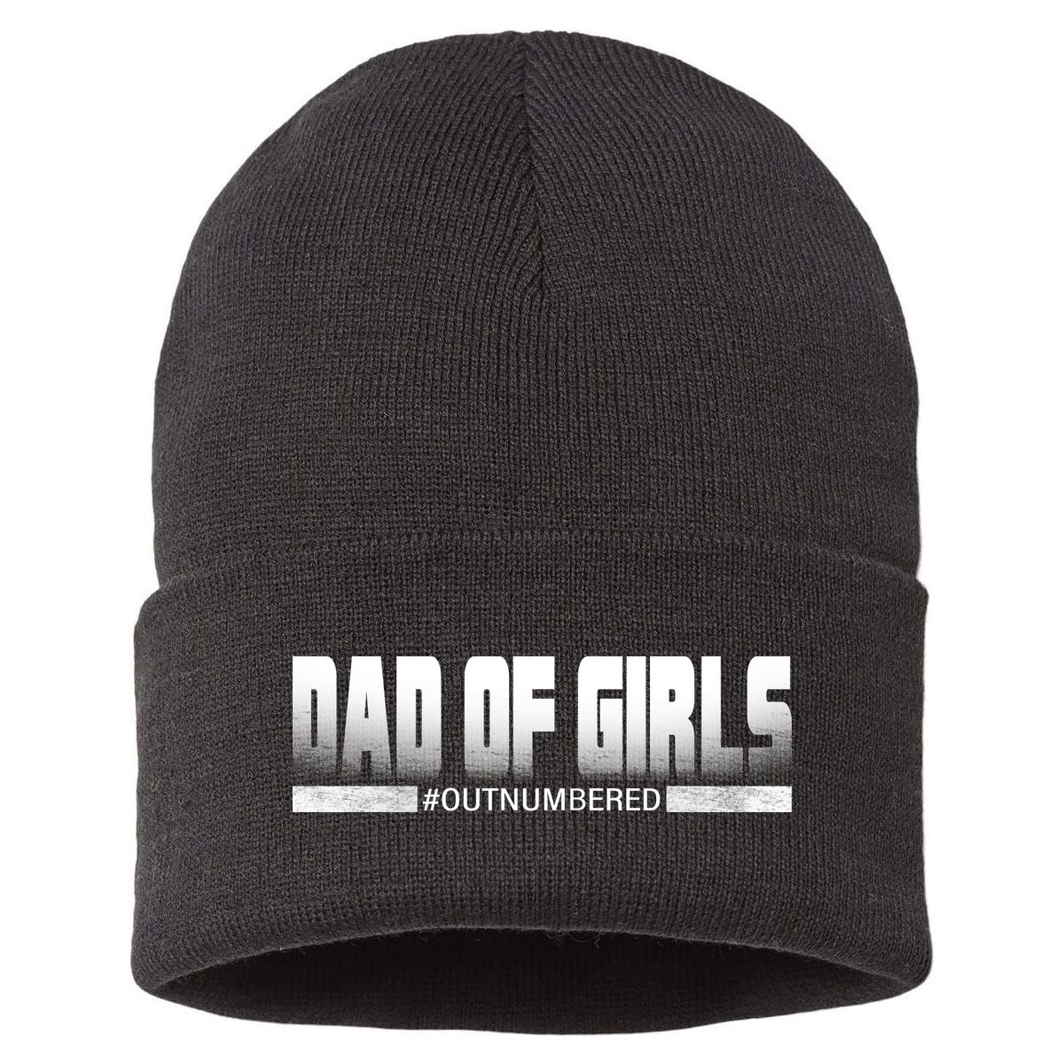 Dad Of Girls Outnumbered Funny Fathers Day Sustainable Knit Beanie