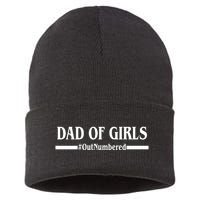 Dad of Girls Outnumbered Funny Girl Dad Sustainable Knit Beanie