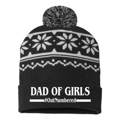 Dad of Girls Outnumbered Funny Girl Dad USA-Made Snowflake Beanie