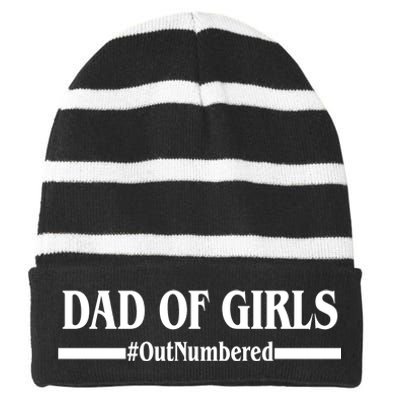 Dad of Girls Outnumbered Funny Girl Dad Striped Beanie with Solid Band