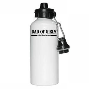 Dad of Girls Outnumbered Funny Girl Dad Aluminum Water Bottle