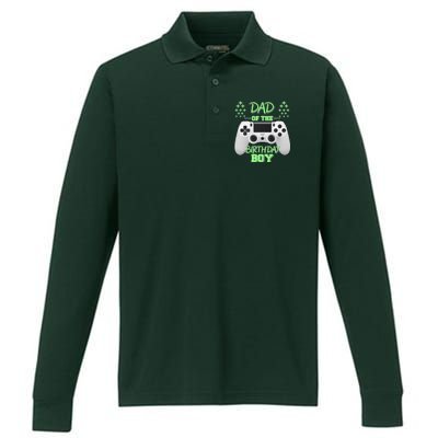 Dad Of The Birthday Boy Performance Long Sleeve Polo