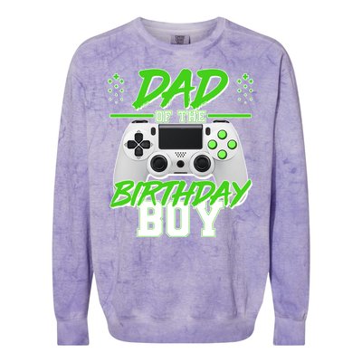 Dad Of The Birthday Boy Video Gamer Colorblast Crewneck Sweatshirt