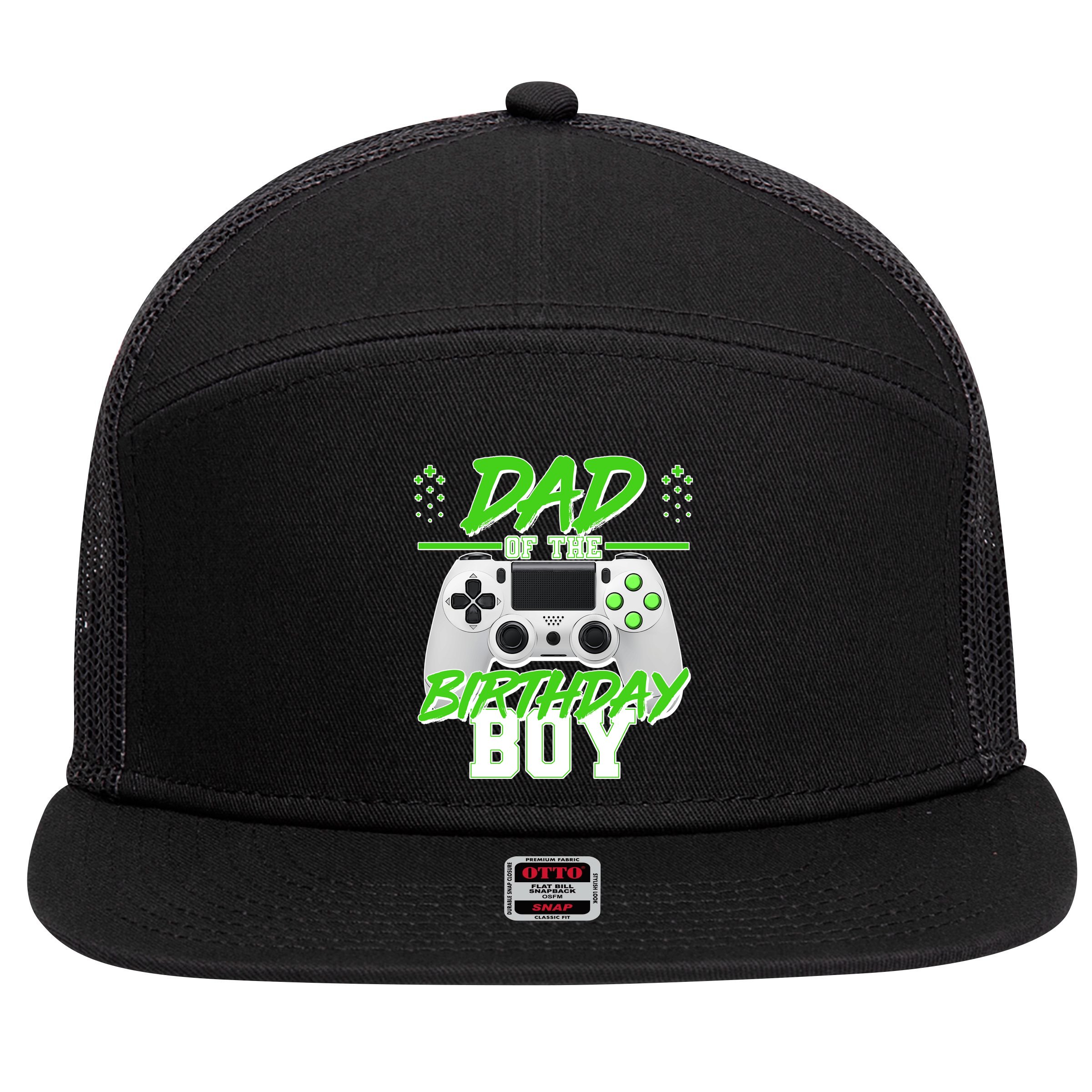 Dad Of The Birthday Boy Video Gamer 7 Panel Mesh Trucker Snapback Hat