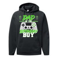 Dad Of The Birthday Boy Video Gamer Performance Fleece Hoodie