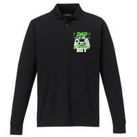 Dad Of The Birthday Boy Video Gamer Performance Long Sleeve Polo