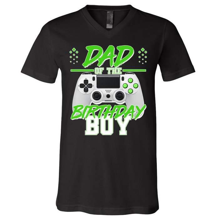 Dad Of The Birthday Boy Video Gamer V-Neck T-Shirt