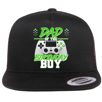 Dad Of The Birthday Boy Video Gamer Flat Bill Trucker Hat