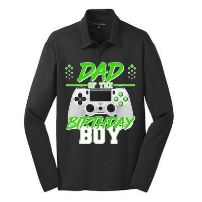 Dad Of The Birthday Boy Video Gamer Silk Touch Performance Long Sleeve Polo