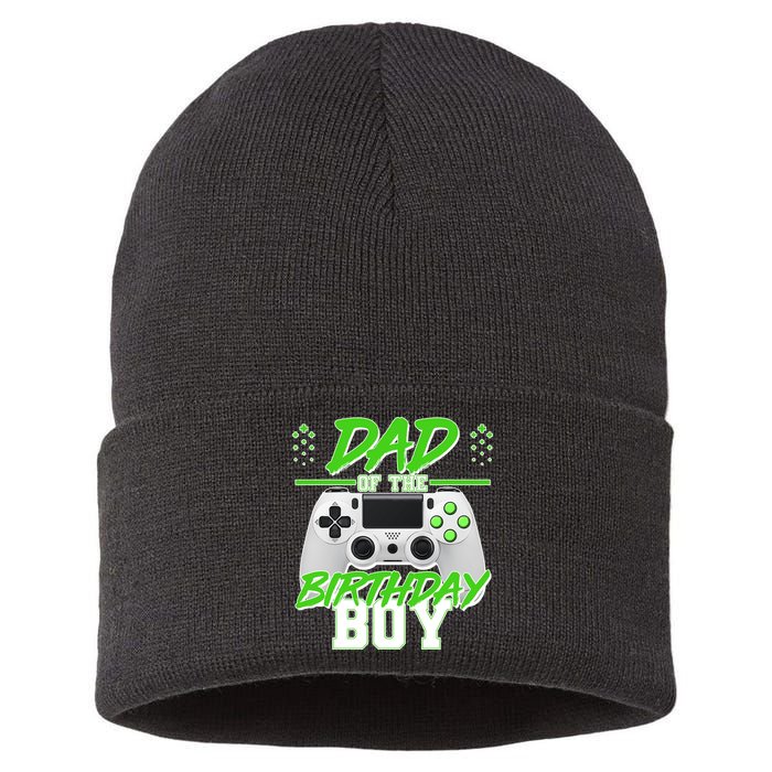 Dad Of The Birthday Boy Video Gamer Sustainable Knit Beanie