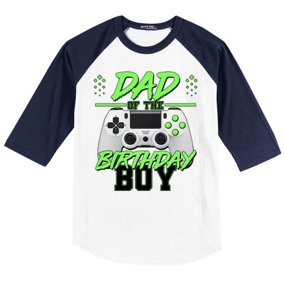 Dad Of The Birthday Boy Video Gamer Baseball Sleeve Shirt