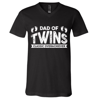 Dad Of Twins Classic Overachiever V-Neck T-Shirt
