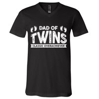Dad Of Twins Classic Overachiever V-Neck T-Shirt