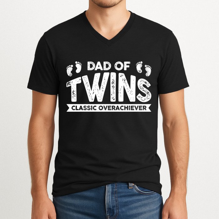 Dad Of Twins Classic Overachiever V-Neck T-Shirt