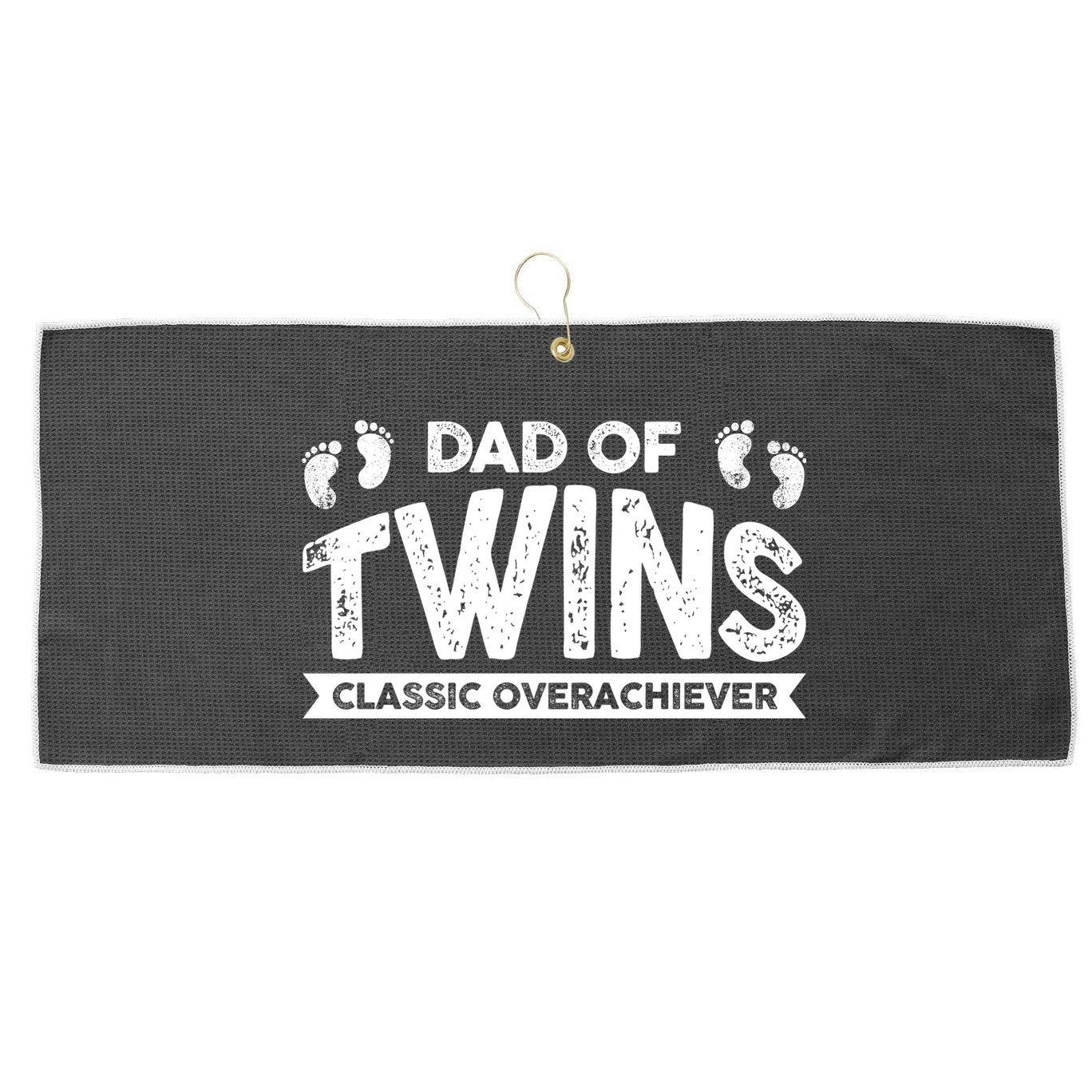 Dad Of Twins Classic Overachiever Large Microfiber Waffle Golf Towel