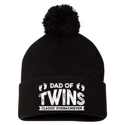 Dad Of Twins Classic Overachiever Pom Pom 12in Knit Beanie