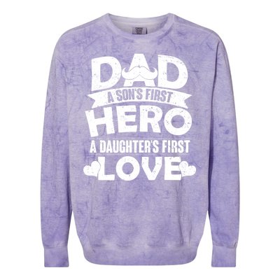 Dad Sons First Hero Daughter Fist Love Colorblast Crewneck Sweatshirt