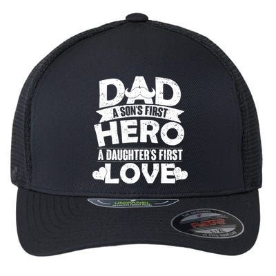 Dad Sons First Hero Daughter Fist Love Flexfit Unipanel Trucker Cap