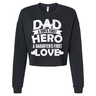 Dad Sons First Hero Daughter Fist Love Cropped Pullover Crew