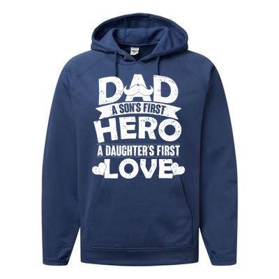 Dad Sons First Hero Daughter Fist Love Performance Fleece Hoodie