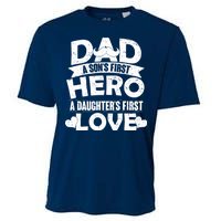 Dad Sons First Hero Daughter Fist Love Cooling Performance Crew T-Shirt