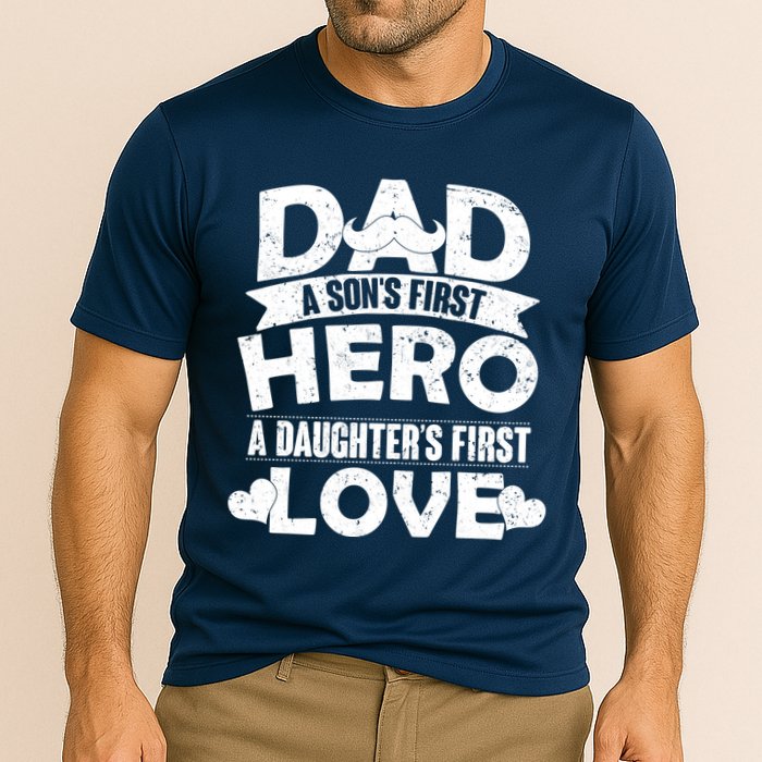 Dad Sons First Hero Daughter Fist Love Cooling Performance Crew T-Shirt