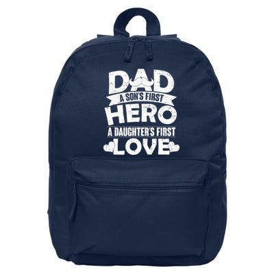 Dad Sons First Hero Daughter Fist Love 16 in Basic Backpack