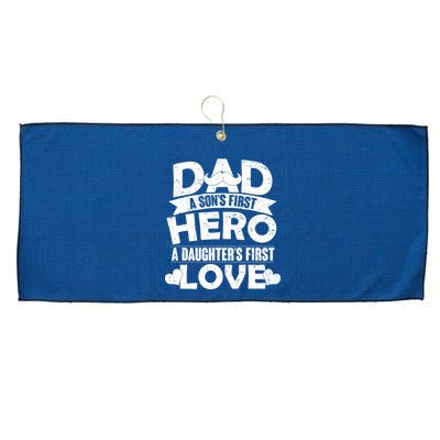 Dad Sons First Hero Daughter Fist Love Large Microfiber Waffle Golf Towel