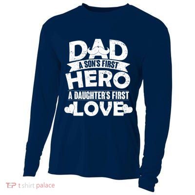Dad Sons First Hero Daughter Fist Love Cooling Performance Long Sleeve Crew